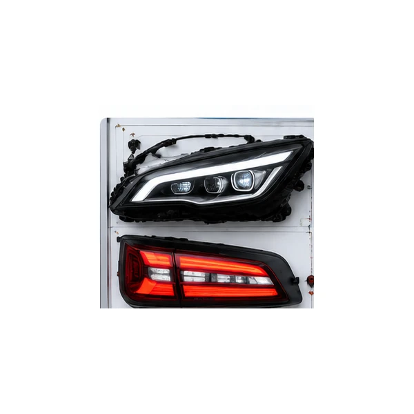 Automotive lighting system components on the EV body electrical training bench