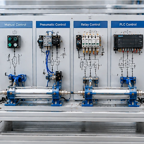 Compare Control Methods for Transparent Hydraulic & Pneumatic PLC Training Platform